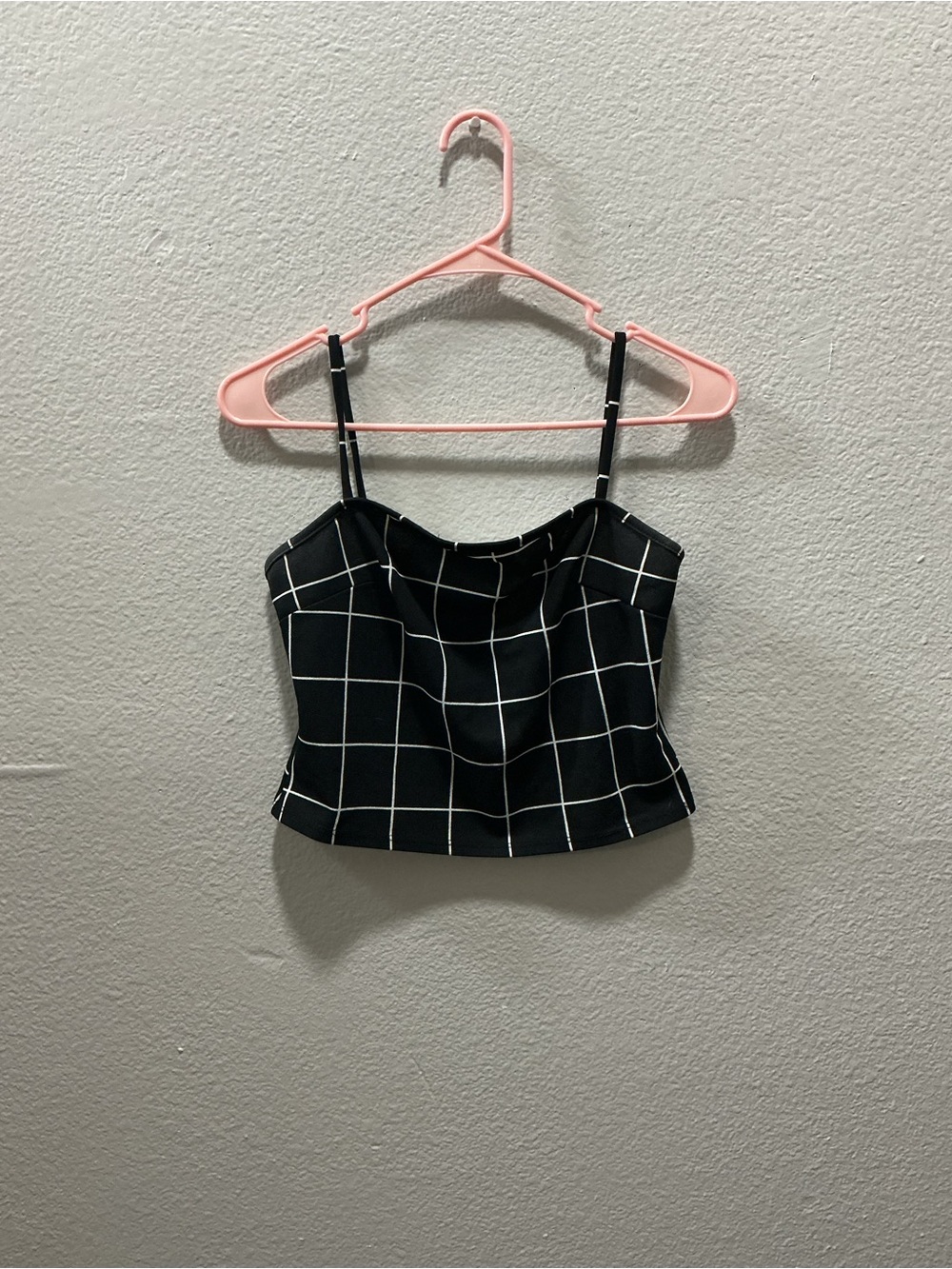 Black Windowpane Crop Cami Top